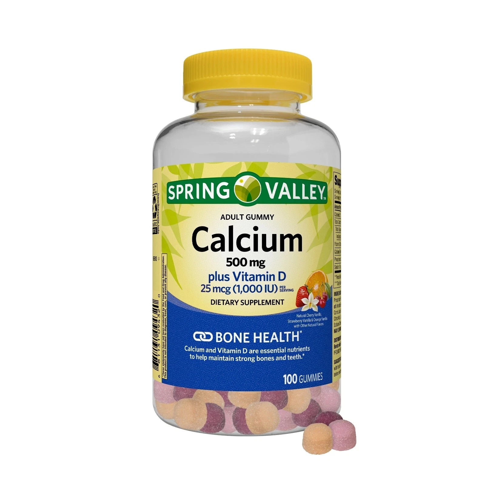Spring Valley Calcium 500 mg Plus Vitamin D 25 mcg Bone Health Dietary Supplemen