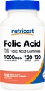Nutricost Folic Acid (Vitamin B9) Vegetarian Gummies (120 Gummies, 1 mg...