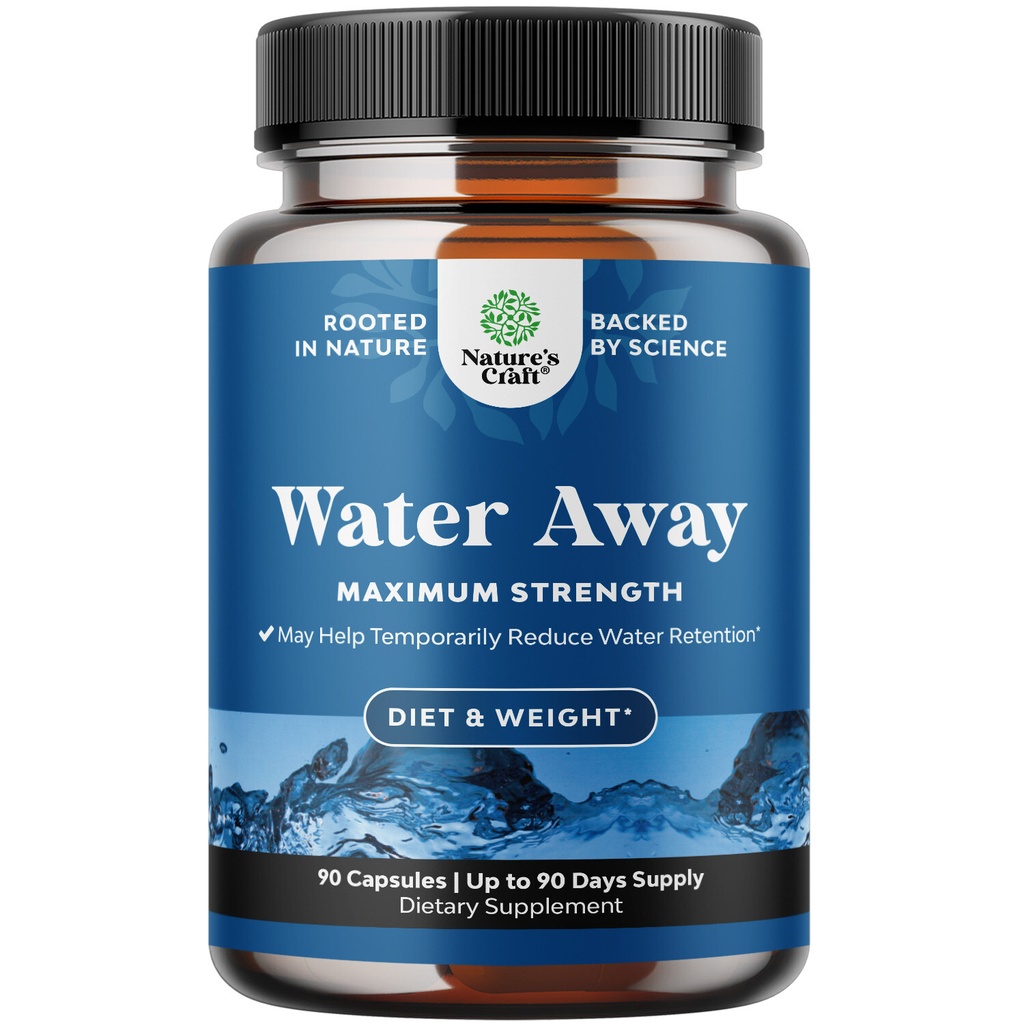 Water Away Pills Maximum Strength Herbal Diuretic Pills for Water Retention 90ct