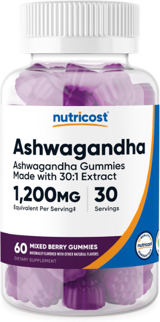 Ashwagandha Gummies, Mixed Berry Flavor, 1200 mg, 60 Count