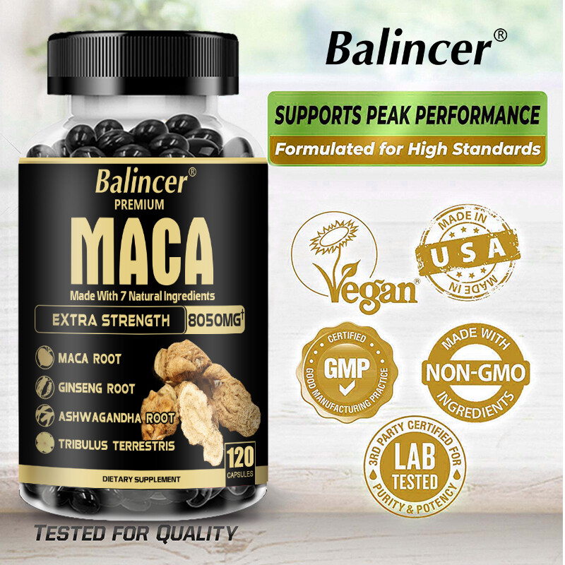 Organic Maca Root 120 Capsules Peruvian Maca Extract Enhances Energy