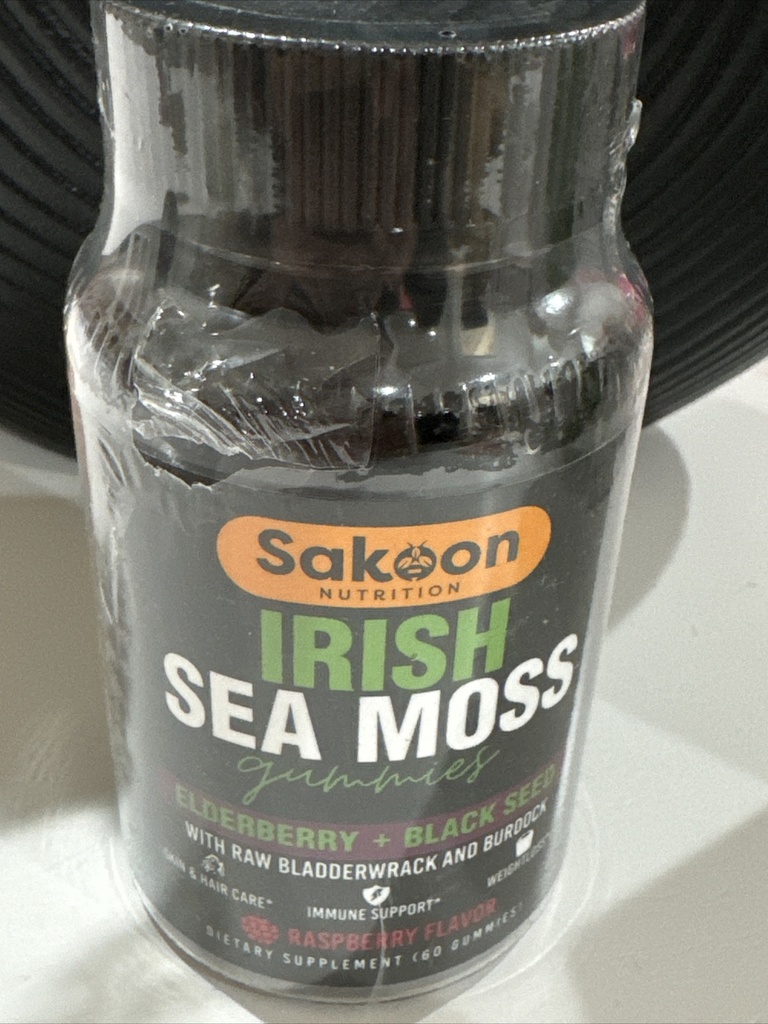Sakoon nutrition Irish Sea Moss Gummies w/Elderberry & Black Seed Oil Raspberry