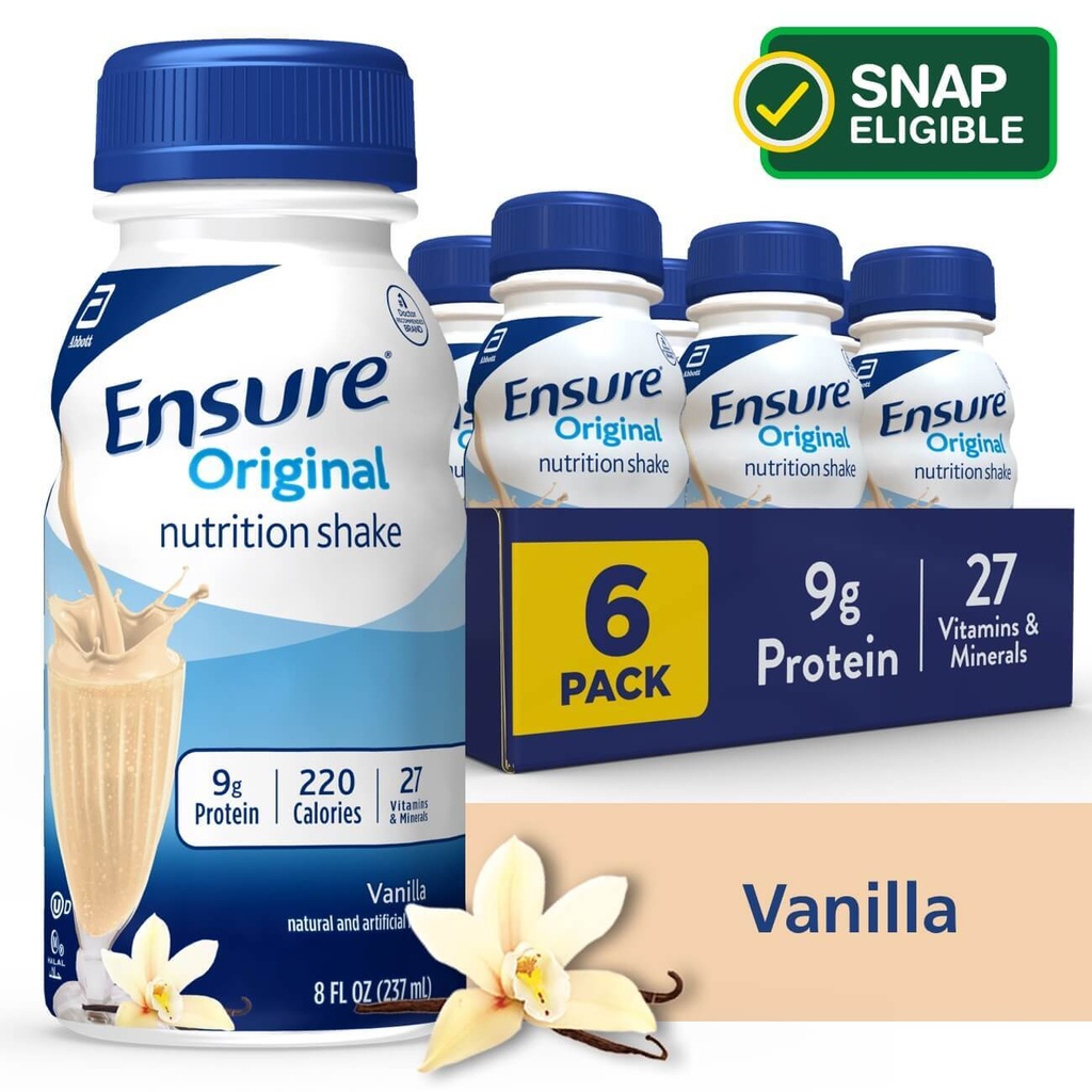 Ensure Original Vanilla Nutrition Shake 9g Protein 8 ounces Pack of 3