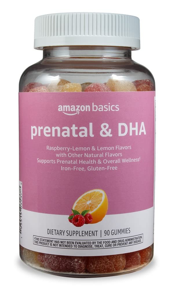 Amazon Basics Prenatal & DHA Gummy, Rasberry & Lemon Flavor, 90 Count (Previousl