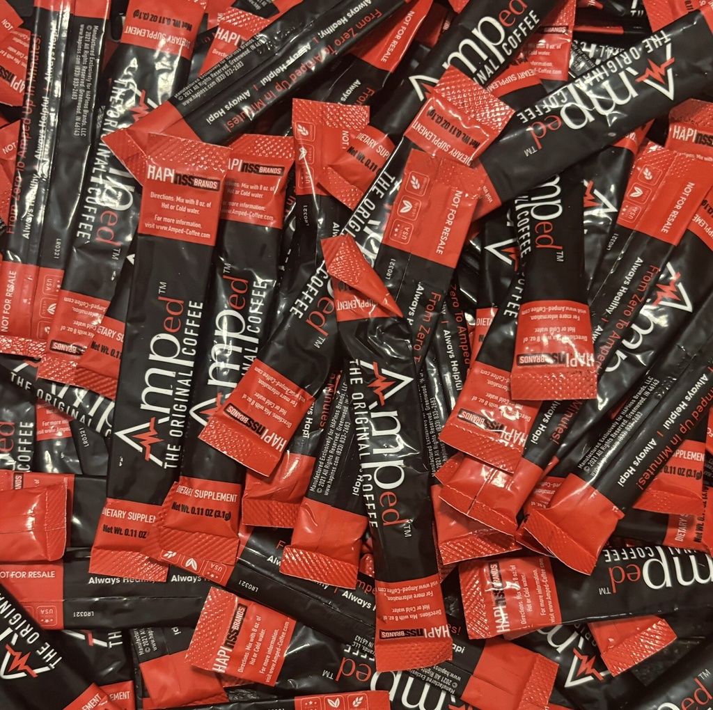 Amplifei Hapinss Brands Amped The Original Coffee 96 ON THE GO PACKS 9. 23. Exp
