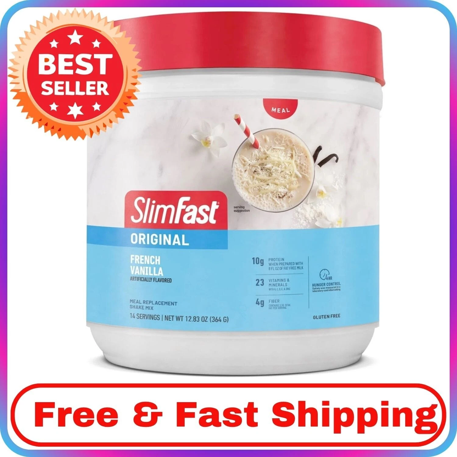 SlimFast Original Meal Replacement Shake Powder in French Vanilla, 12.83 oz