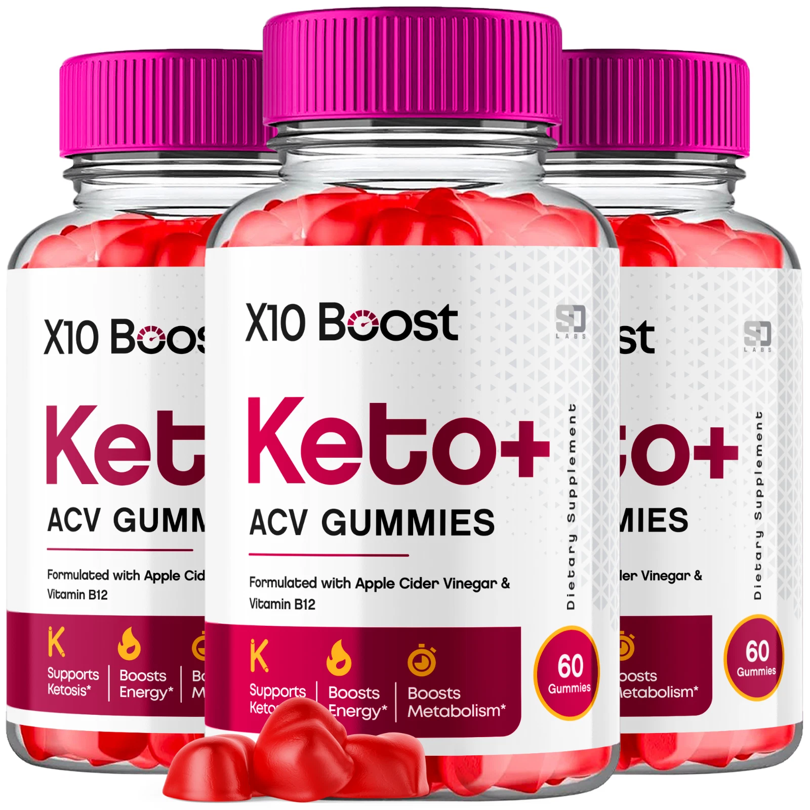 (3 Pack) X10 Boost Keto, X10 Boost Keto ACV Weight Loss Gummies (180 Gummies)