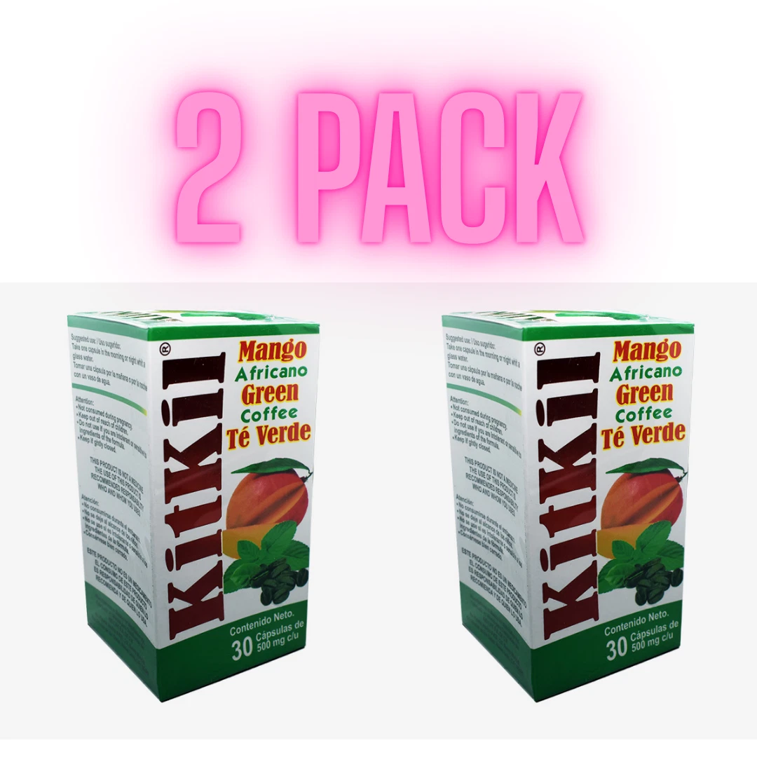 KITKIL 2 Pack DIET AFRICAN MANGO GREEN TEA GREEN COFFEE 60 Capsules