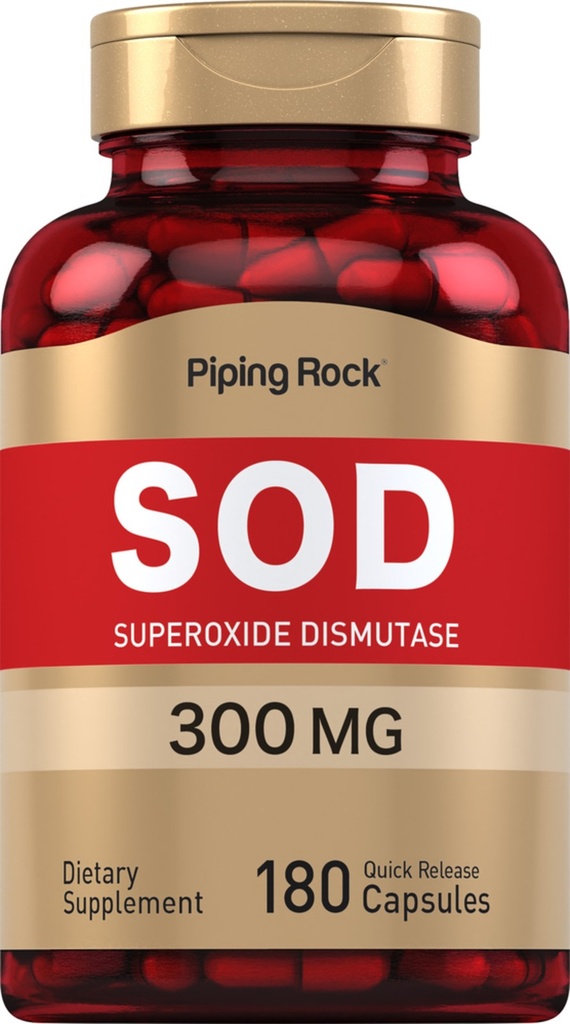 SOD Superoxide Dismutase | 300 mg | 180 Capsules | Non-GMO | by Piping Rock