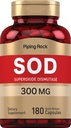 SOD Superoxide Dismutase | 300 mg | 180 Capsules | Non-GMO | by Piping Rock