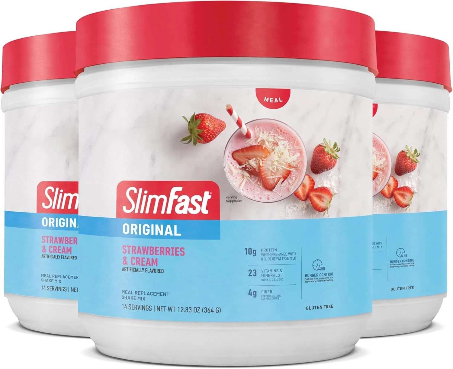 3 Pack SlimFast Meal Replacement Powder Original Strawberries & Cream Shake Mix