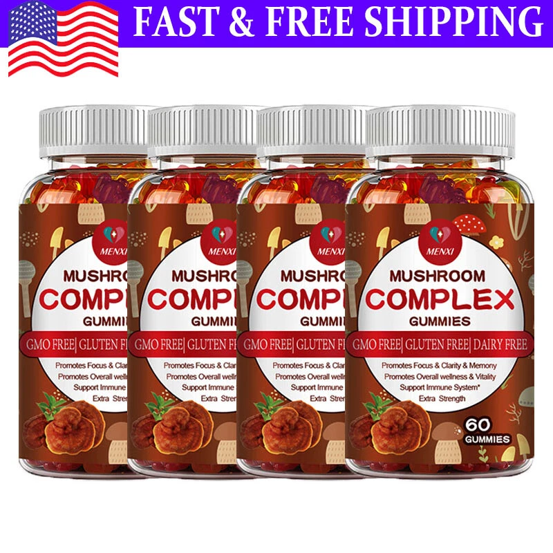 Mushroom Extract Complex Gummies Lions Mane Chaga Reishi Focus Memory Immunity