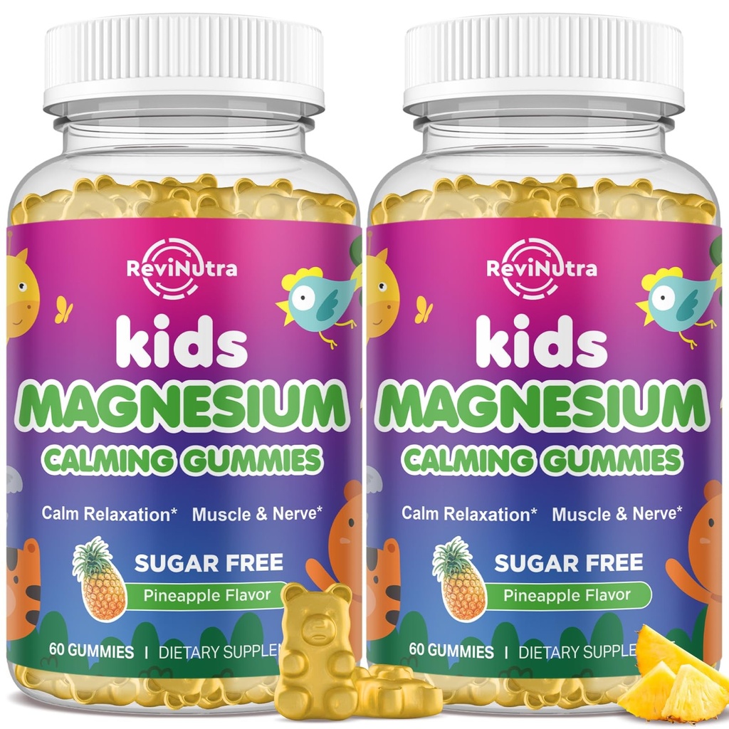 2 Pack Kids Magnesium Gummies Magnesium Glycinate Gummies for Kids & Adults w...