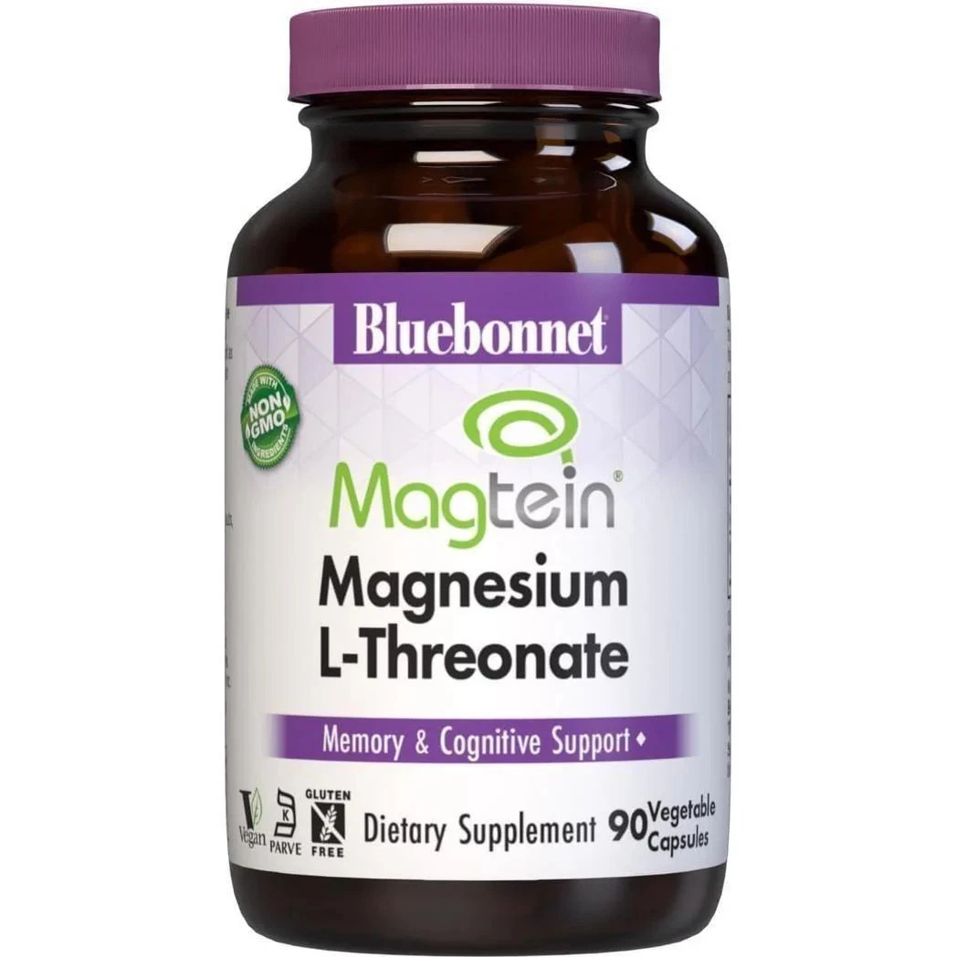 Bluebonnet Nutrition Magnesium L-Threonate 90 Vegetable Capsules, 30 Servings