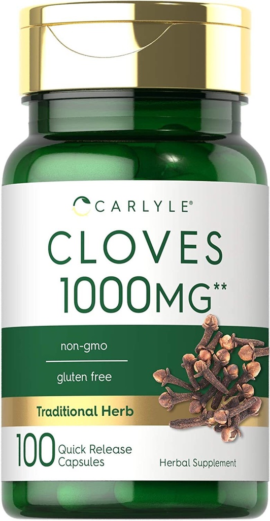 Cloves Supplement | 1000mg | 100 Capsules | Non-GMO, Gluten Free | by Carlyle