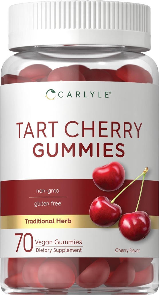 Carlyle Tart Cherry Gummies | 2000mg | 70 Count | Cherry Flavor | Vegan, Non-GMO