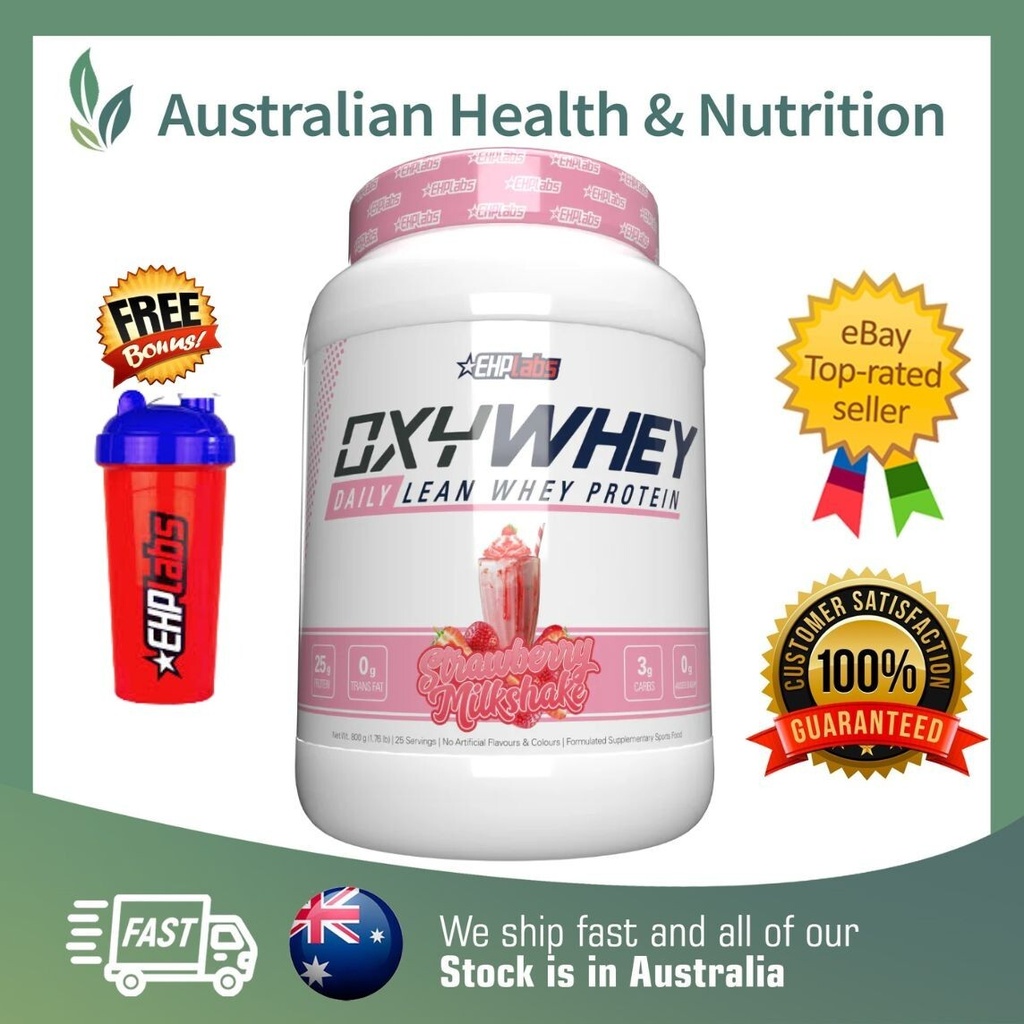 EHPLABS OXYWHEY STRAWBERRY MILKSHAKE + FREE SAME DAY POST & SHAKER UBD 10/25