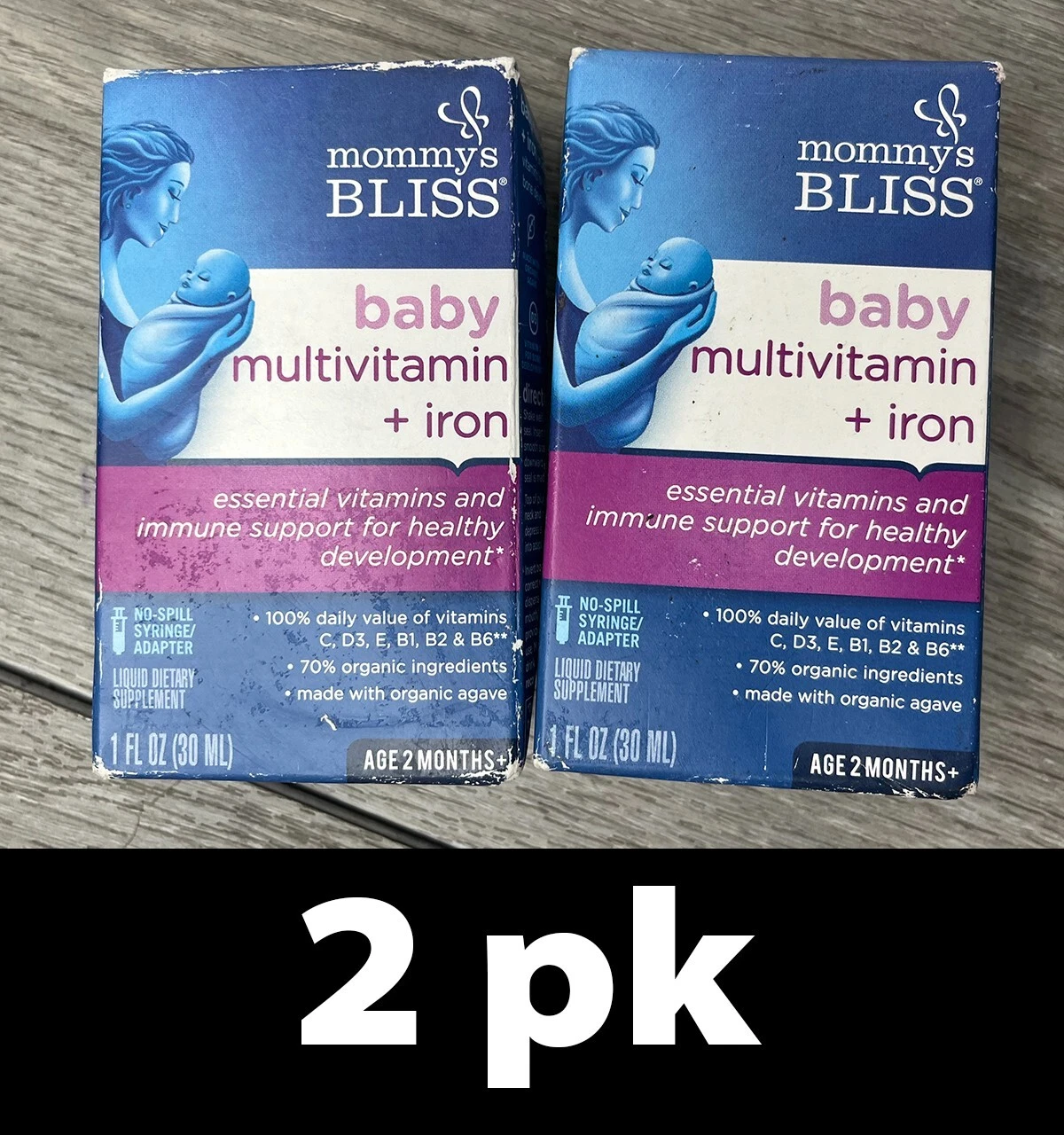 2pk Mommy's Bliss Baby Multivitamin + Iron 1 oz (30mL) each Exp 3/26