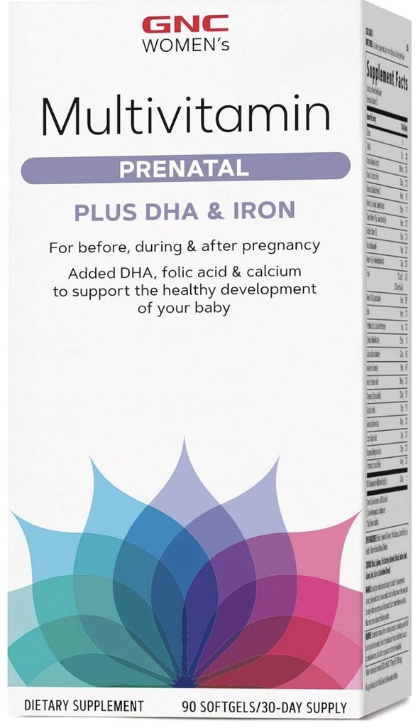 GNC Women's Multivitamin Prenatal Formula DHA & Iron 90 Count Soft Gels 11/25