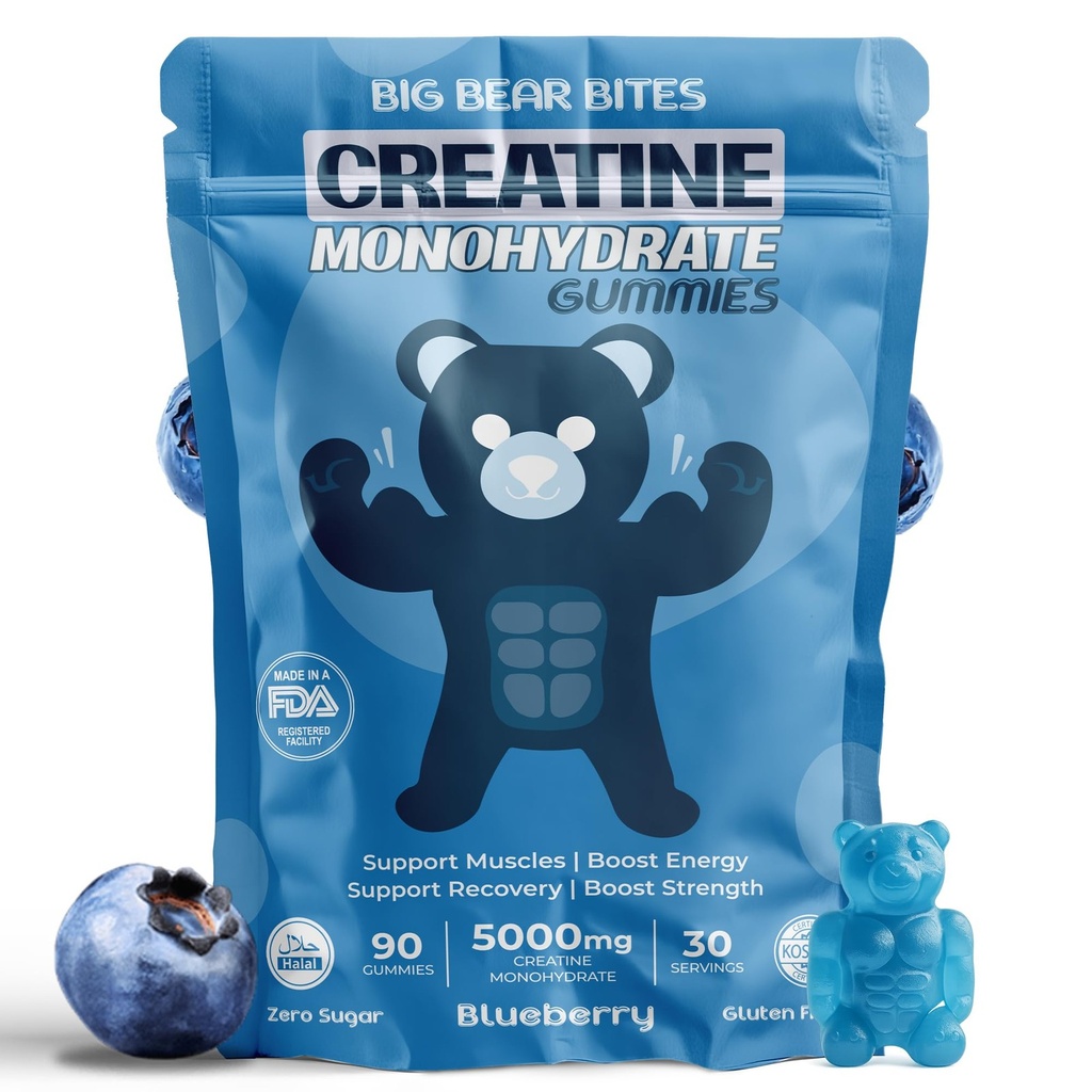 Big Bear Bites Creatine Monohydrate Gummies for Men & Women | 5000mg of Creatine