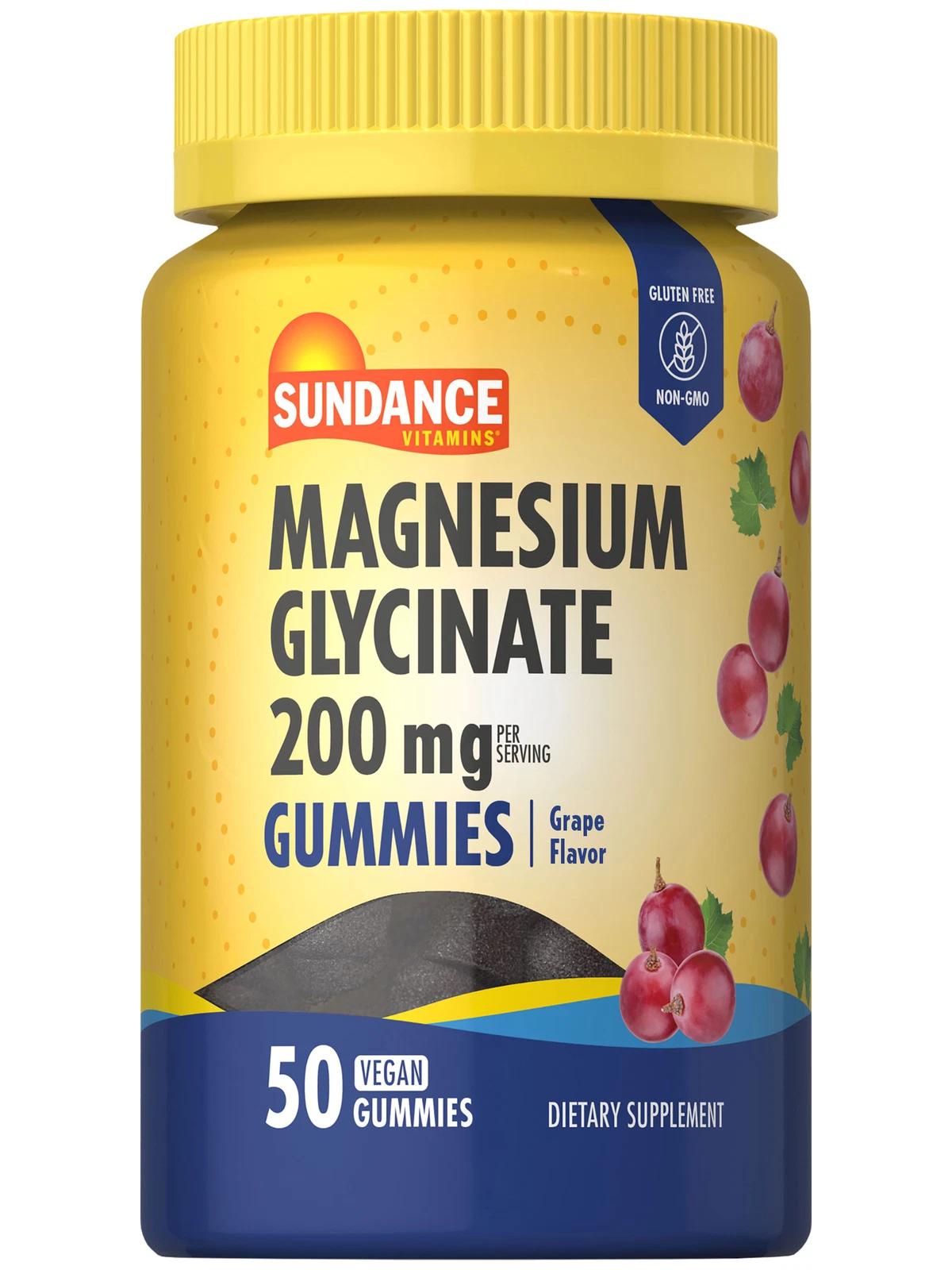 Magnesium Glycinate Gummies 200mg | 50 Count | Vegan, Grape Flavor | by Sundance