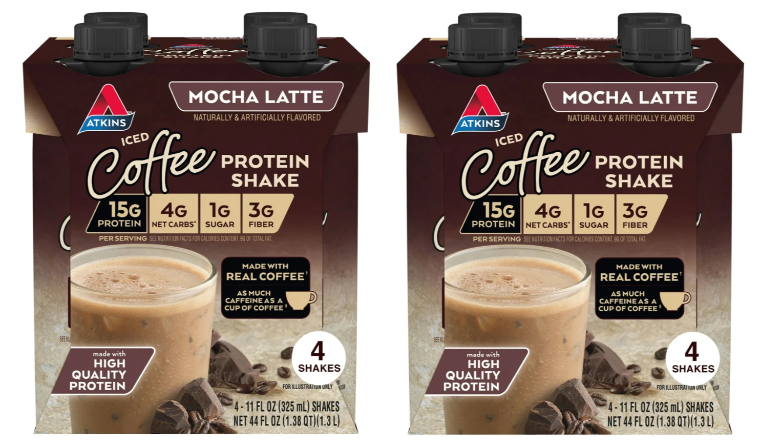 Atkins Protein Shake, Mocha Latte, Keto Friendly, Gluten Free, 8 Ct