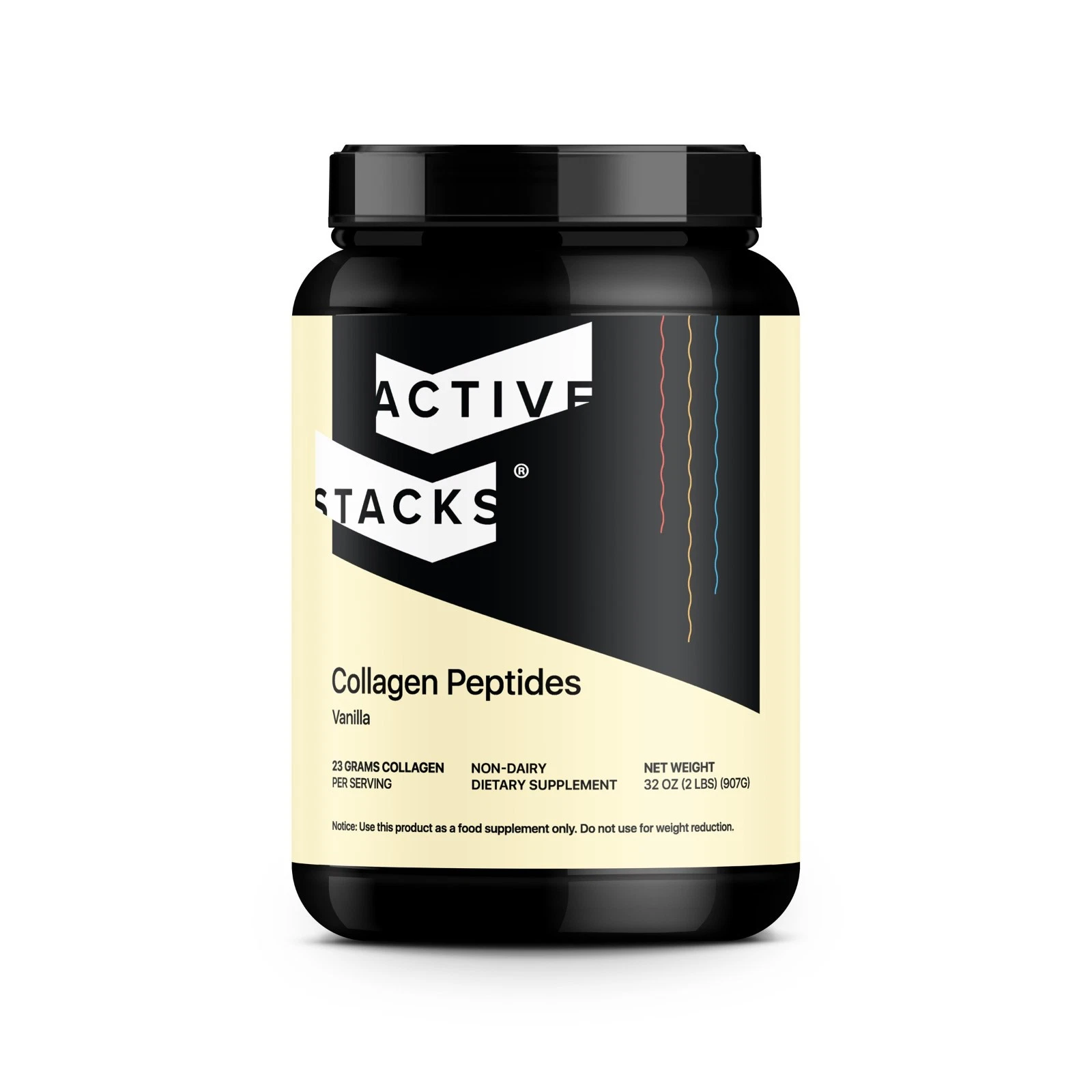 Active Stacks Vanilla Collagen Peptide Powder, 2lb - Clearance Lot Case of 6