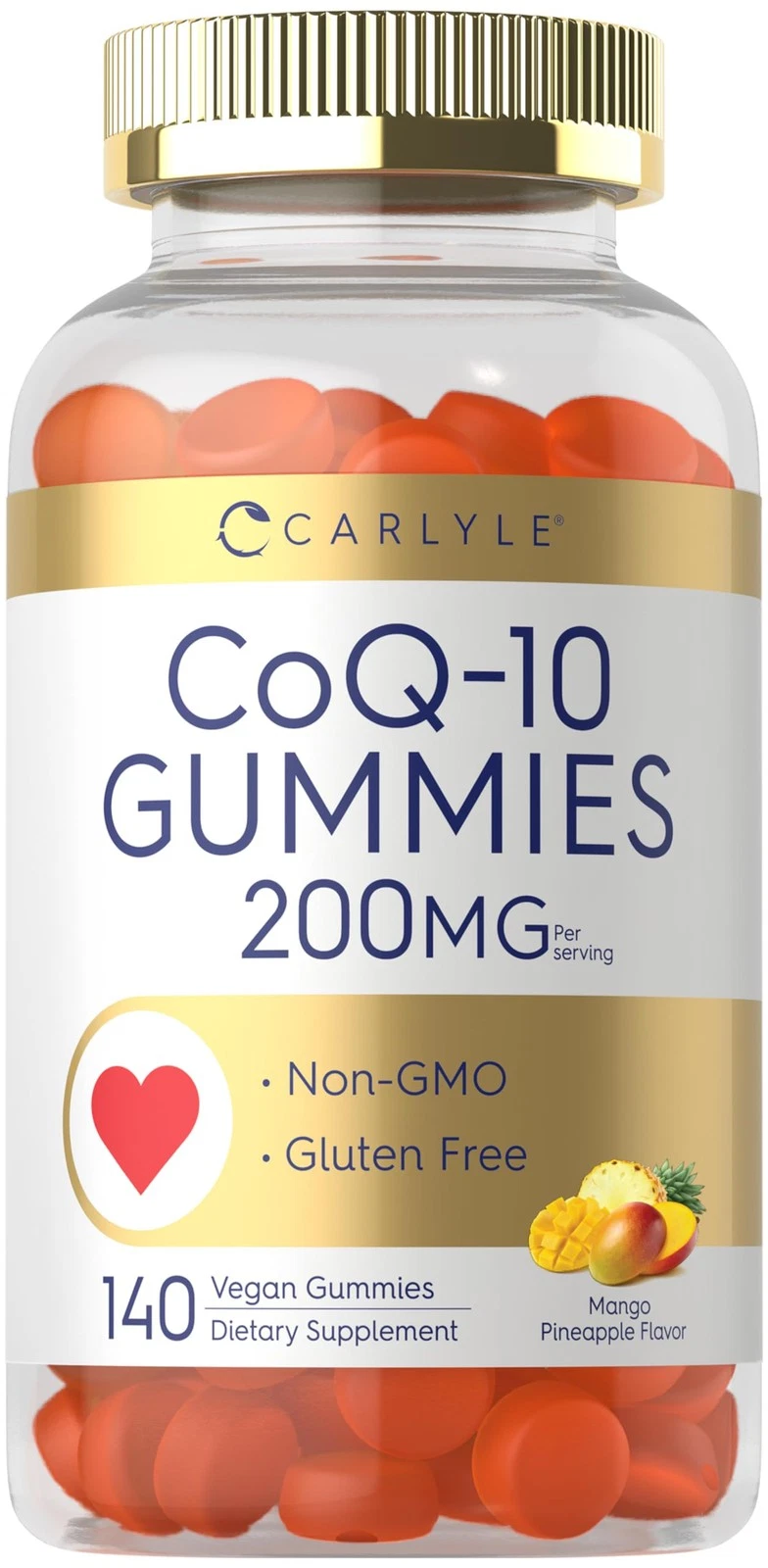 Carlyle CoQ10 Gummies 200 mg | 140 Count | Mango Pineapple Flavor | Vegan, Non-G