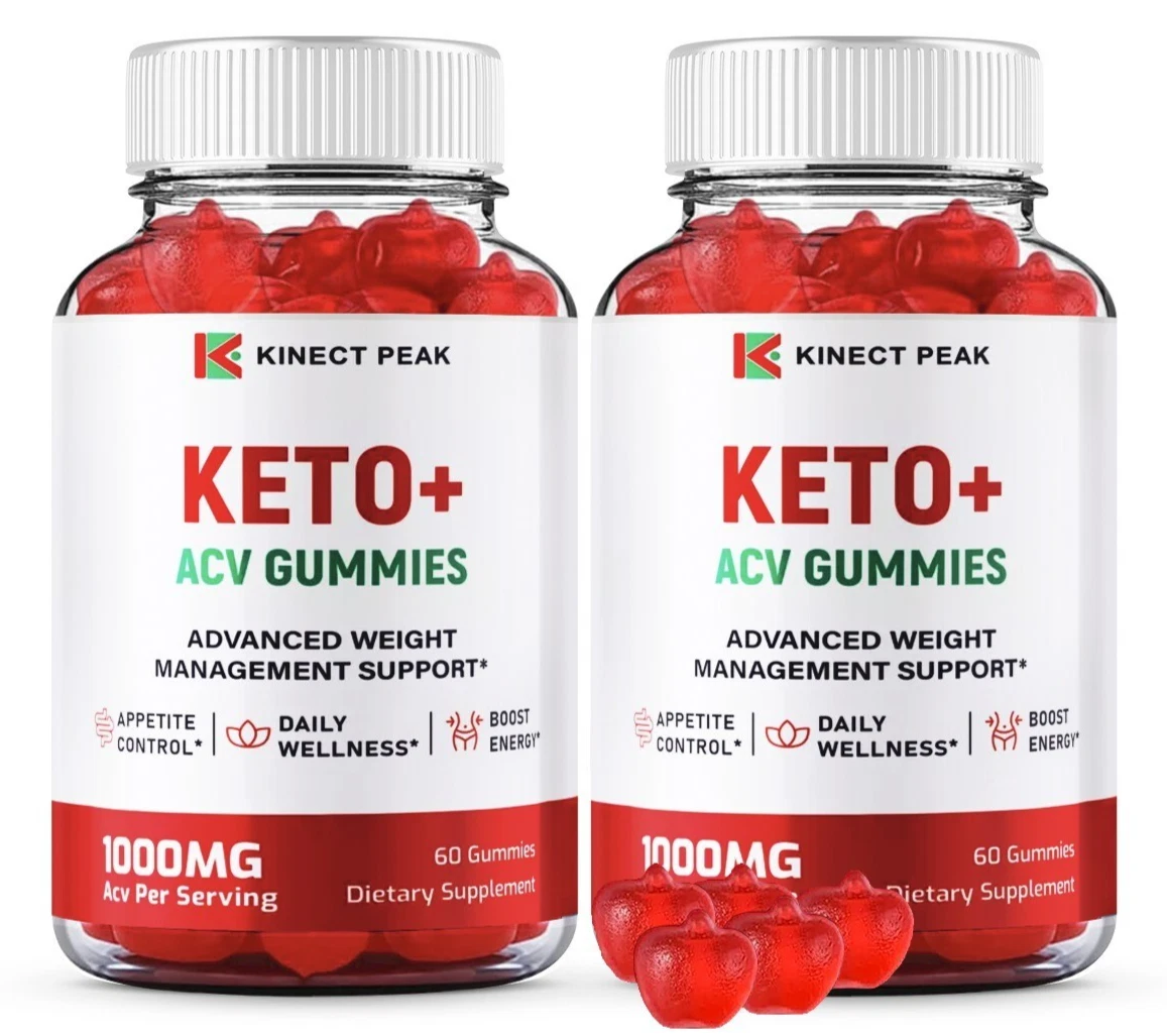 (2 Pack) Kinect Peak Keto+ ACV Gummies, Weight Loss Gummy to Burn Fat for Energy