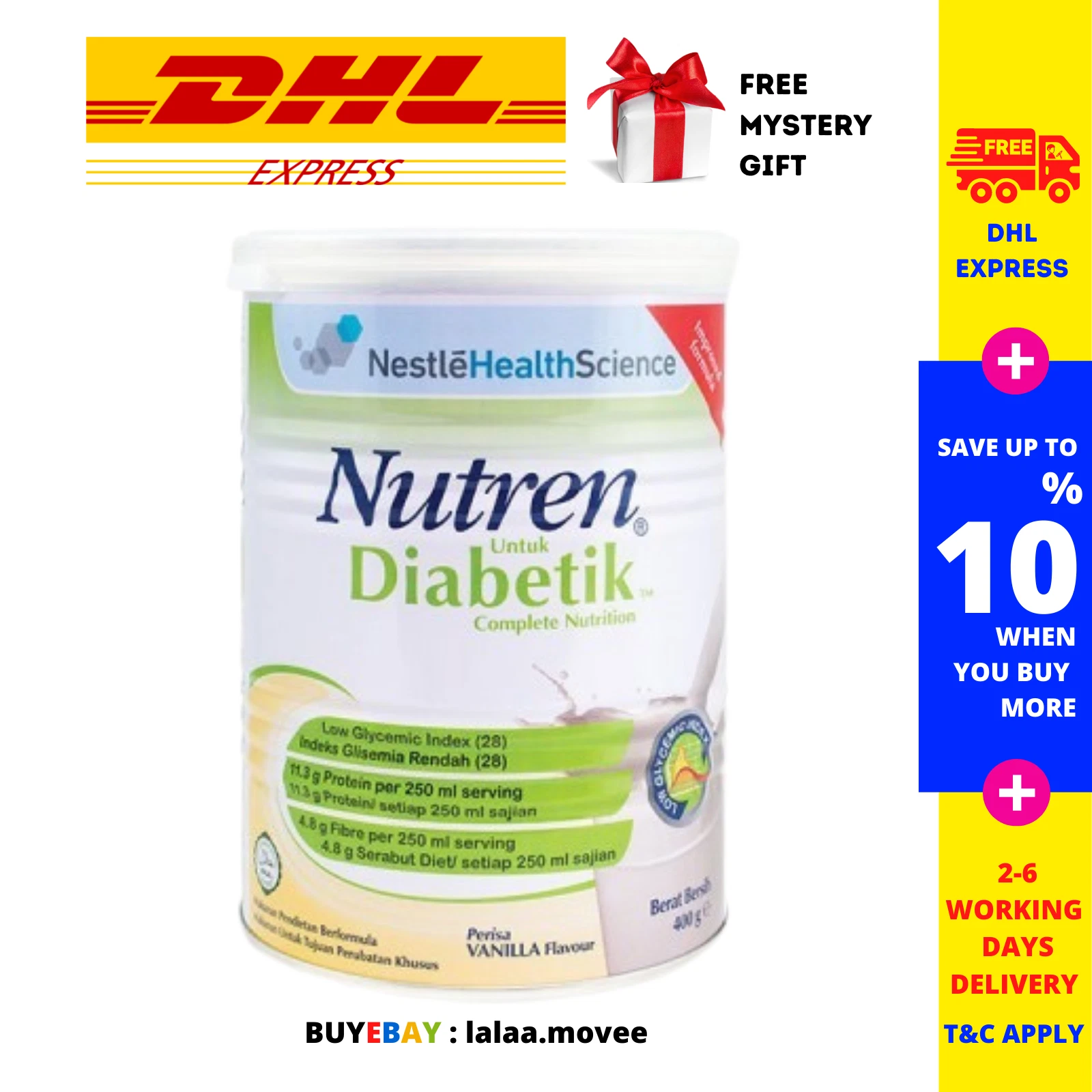 1 Tin Nestle Nutren Diabetic Milk Complete Nutrition Vanilla 800g DHL SHIP
