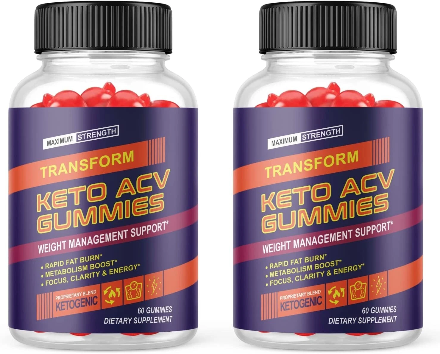 2 Pack- Transform ACV Gummies, Weight Loss, Fat Burner, Appetite Suppressant-120