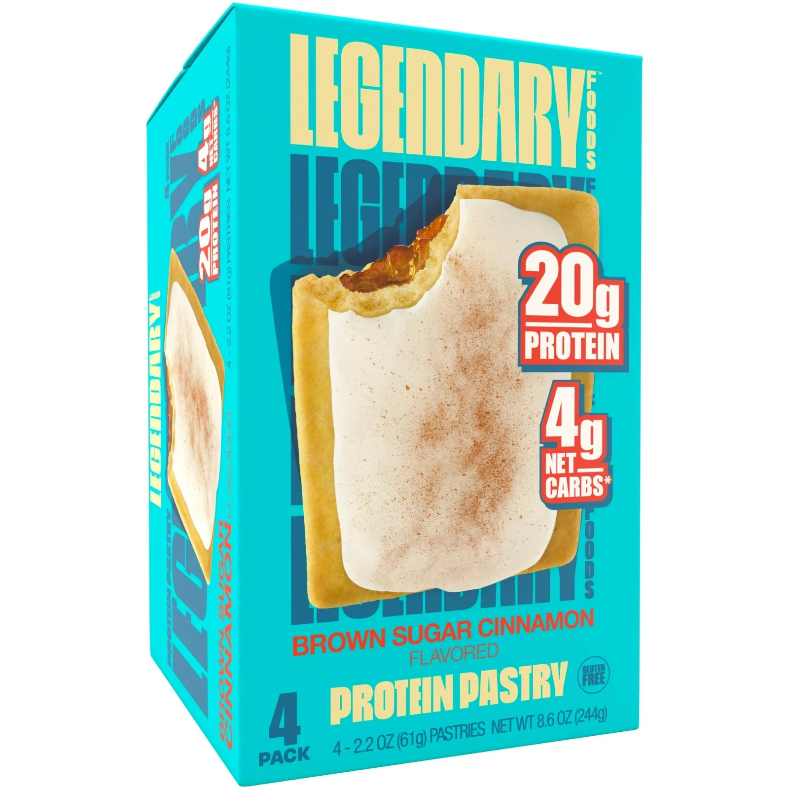 Legendary Foods Protein Pastry - Brown Sugar Cinnamon 4 Pack | Protein Snack