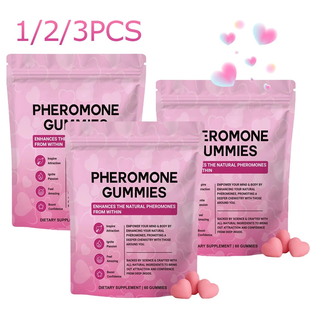 1-3PCS Pheromone Gummies - Increase Social Attraction and Confidence - 60 Count