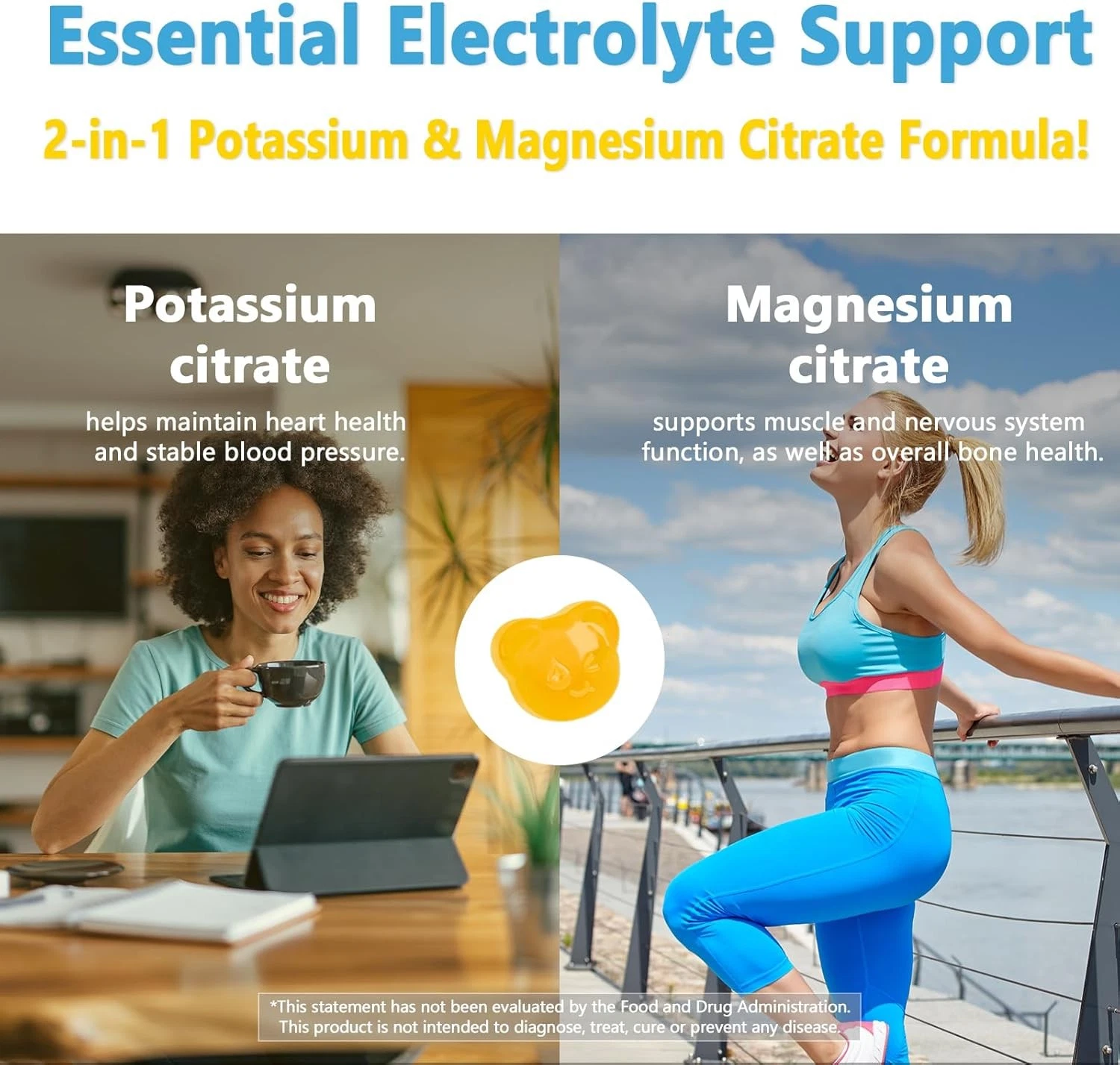 Potassium Magnesium Citrate Gummies, Magnesium Gummies with Vitamin D3, B6, E...