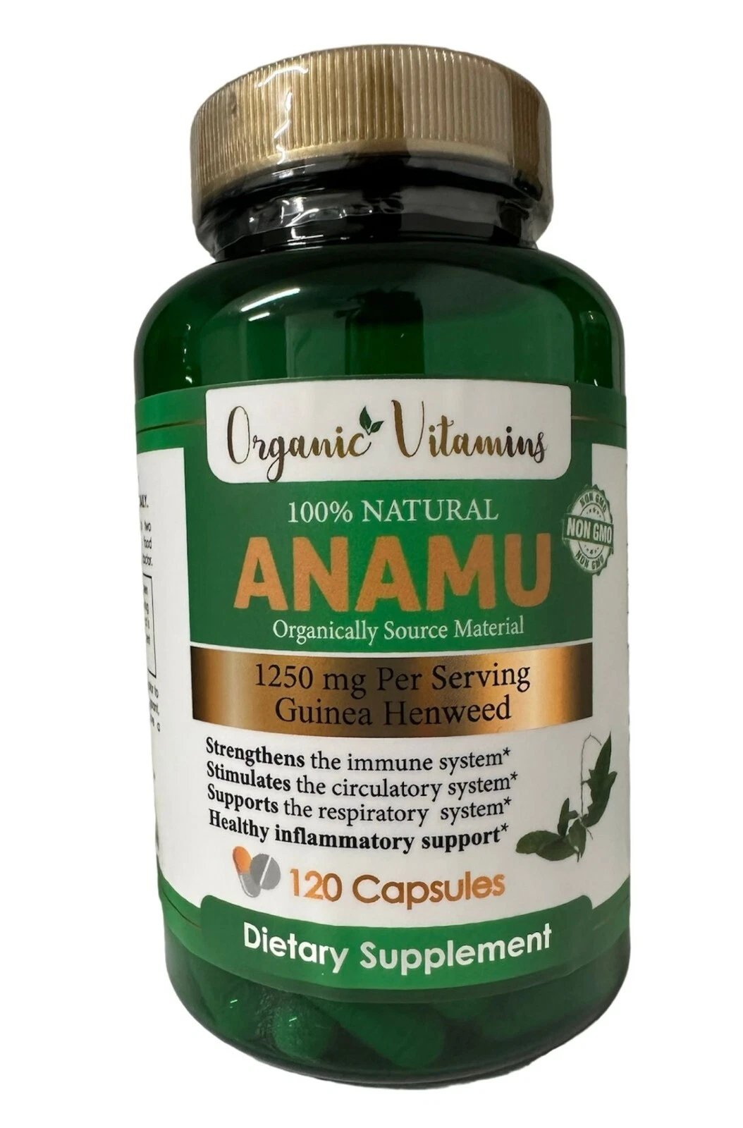 Anamu 1250 Mg 100% organic vitamins vitamisan - 120 Capsules petiveria dried