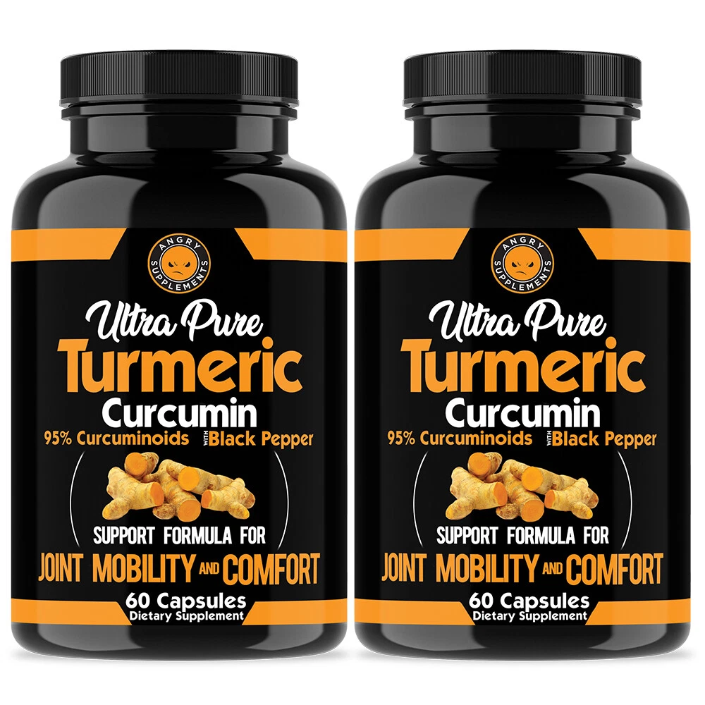 Ultra Pure Turmeric Curcumina 95% w Black Pepper Flexibility Joint Health 2PK