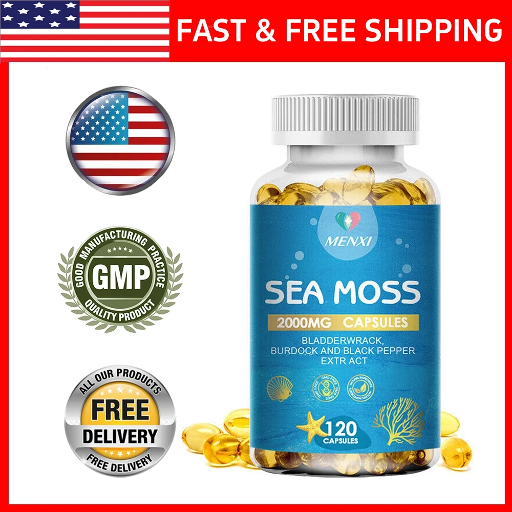Organic Irish Sea Moss Capsules 2000MG - Immune Health Digestive Support 120 Cap