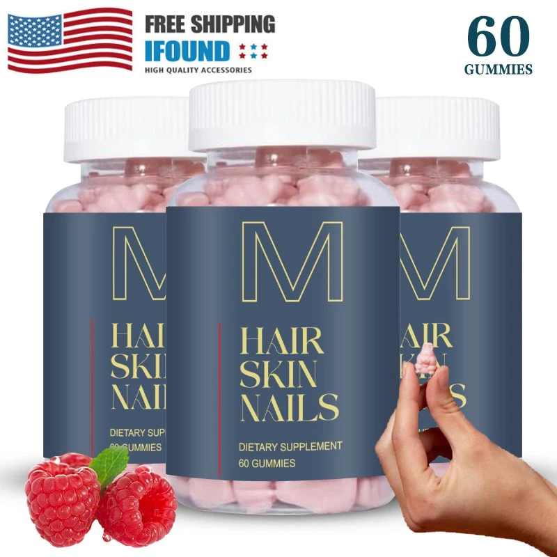 New Hair Skin Nails Gummy, Anti Hair Loss, Vegan biotin Vitamins, Healthy Hair