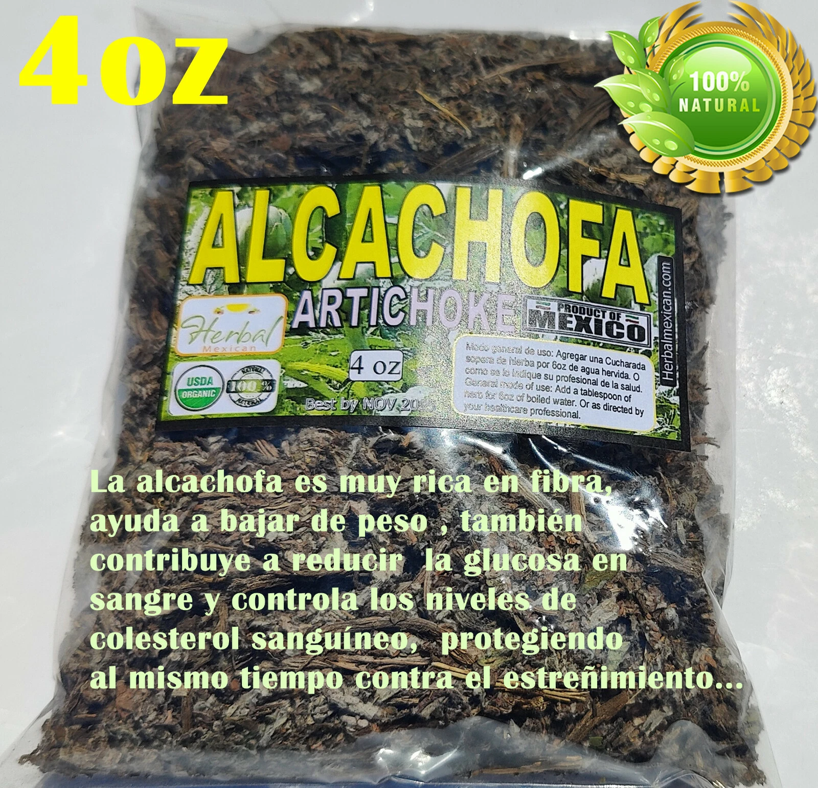4oz Alcachofa Hierba/te, Artichoke leaf, artichoke tea Organic mexican herb !!!
