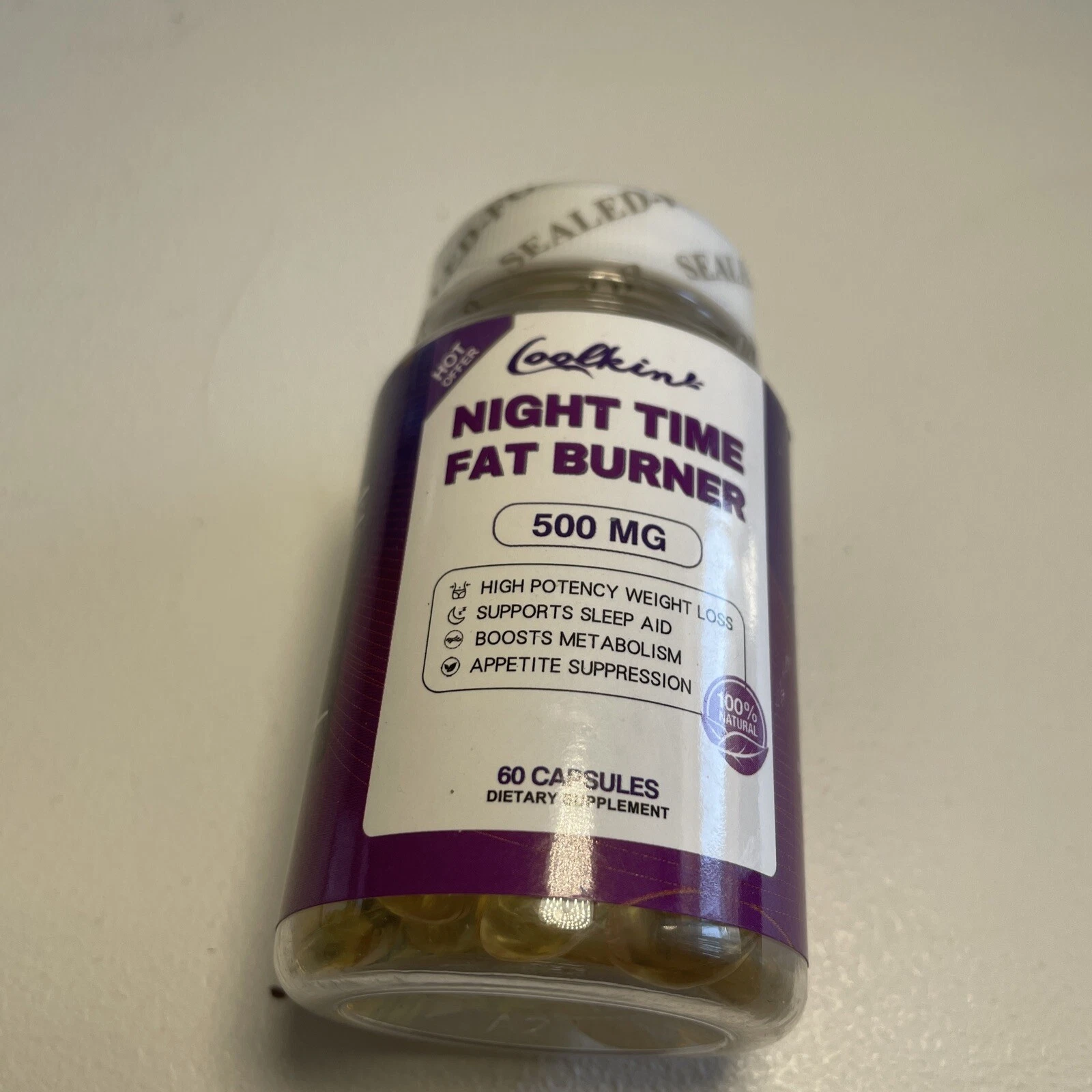 Night Time Fat Burner 500mg - Weight Loss,Detox, Appetite Suppressant Supplement