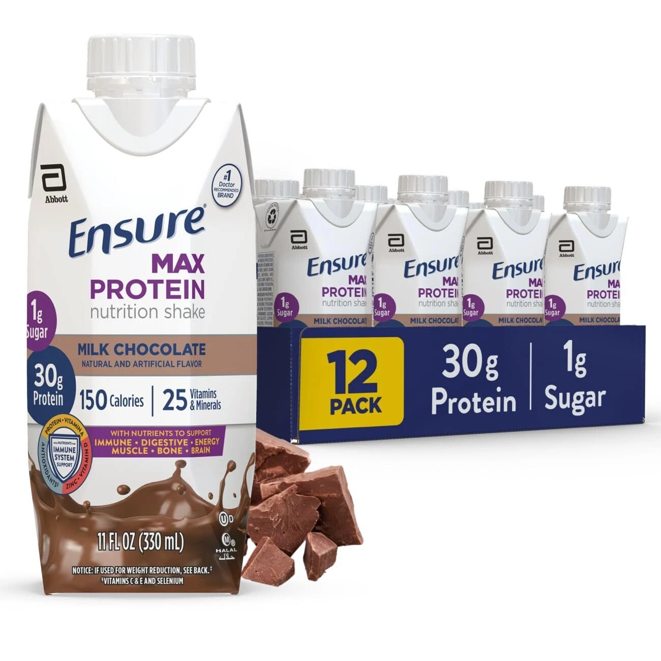 Ensure Max Protein Milk Chocolate Shake 30G Protein 1G Sugar Pack Of 12