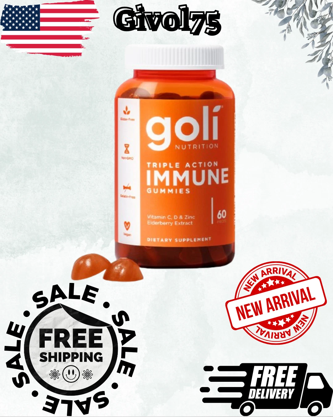 Immune Vitamin Gummy Elderberry, Vitamin C, D & Zinc, Vegan