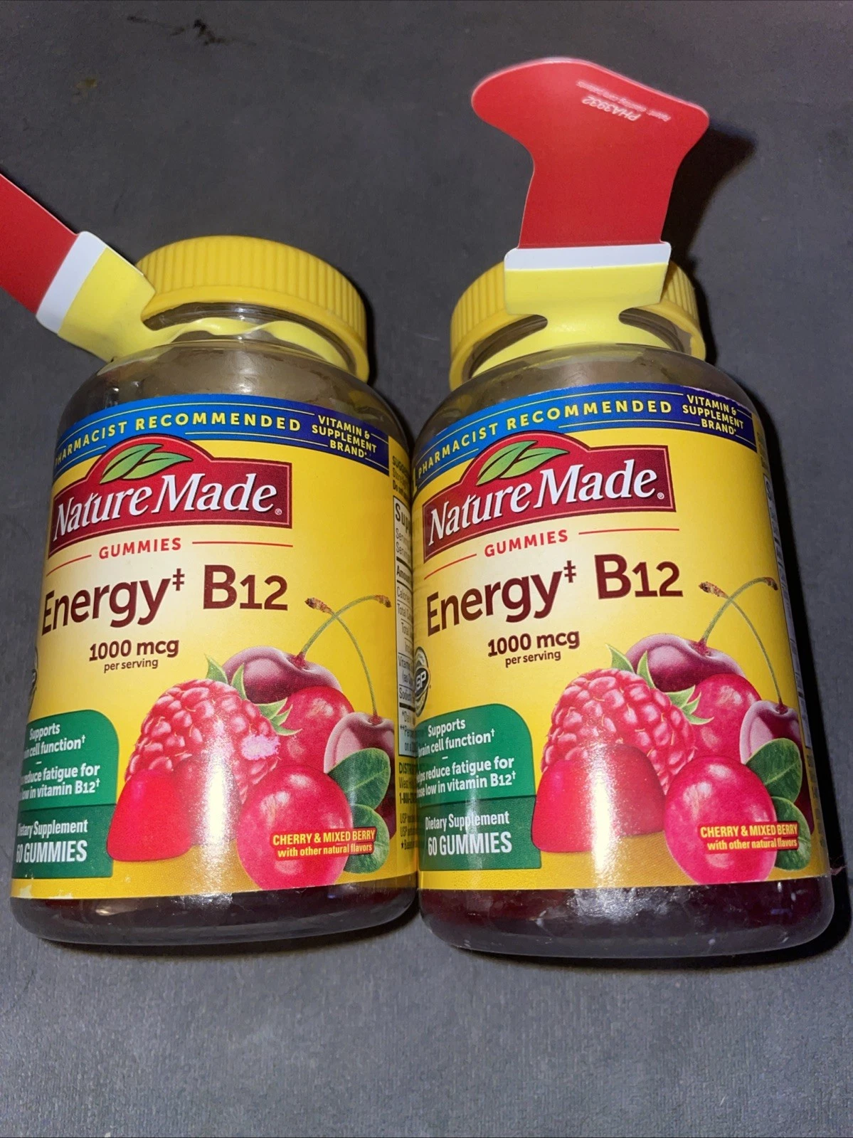 2 Pk Nature Made Energy B12 1000 Mcg 60 Gummies Exp 7 /26