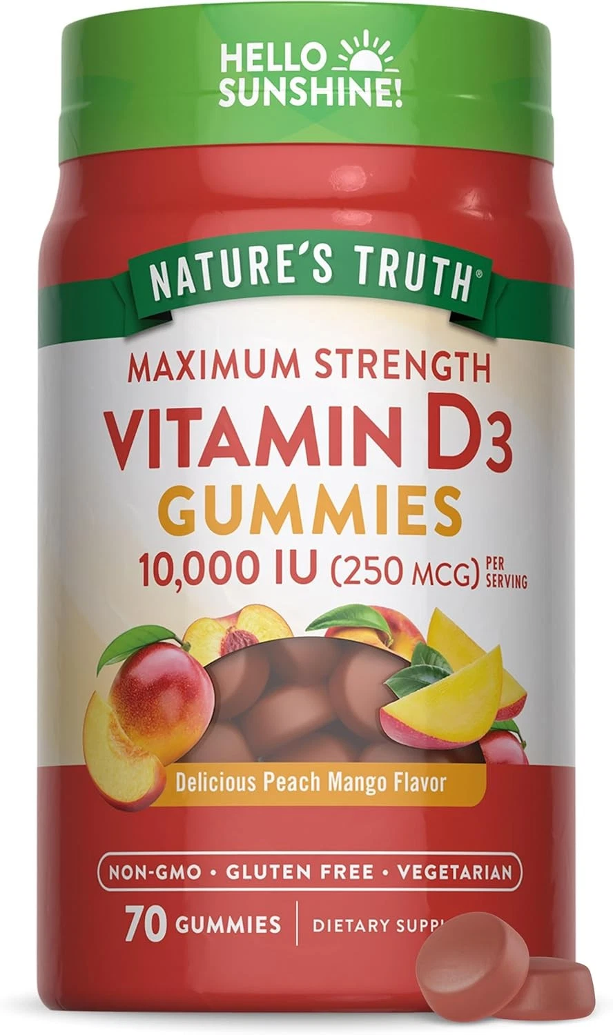 Vitamin D3 10000 IU | 70 Gummies | Vegetarian, Non-GMO | by Nature's Truth