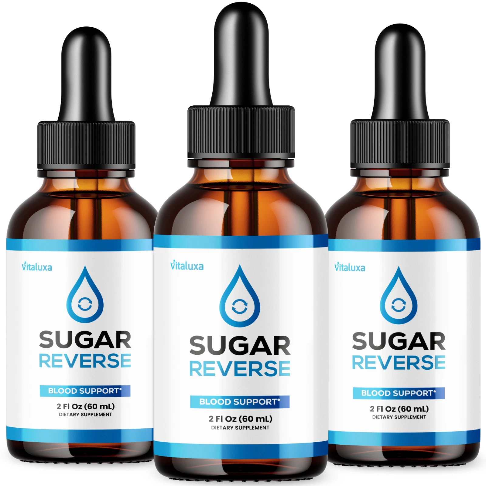 (3 Pack) Sugar Reverse Liquid Drops, Natural Blood Support Formula (6 oz)