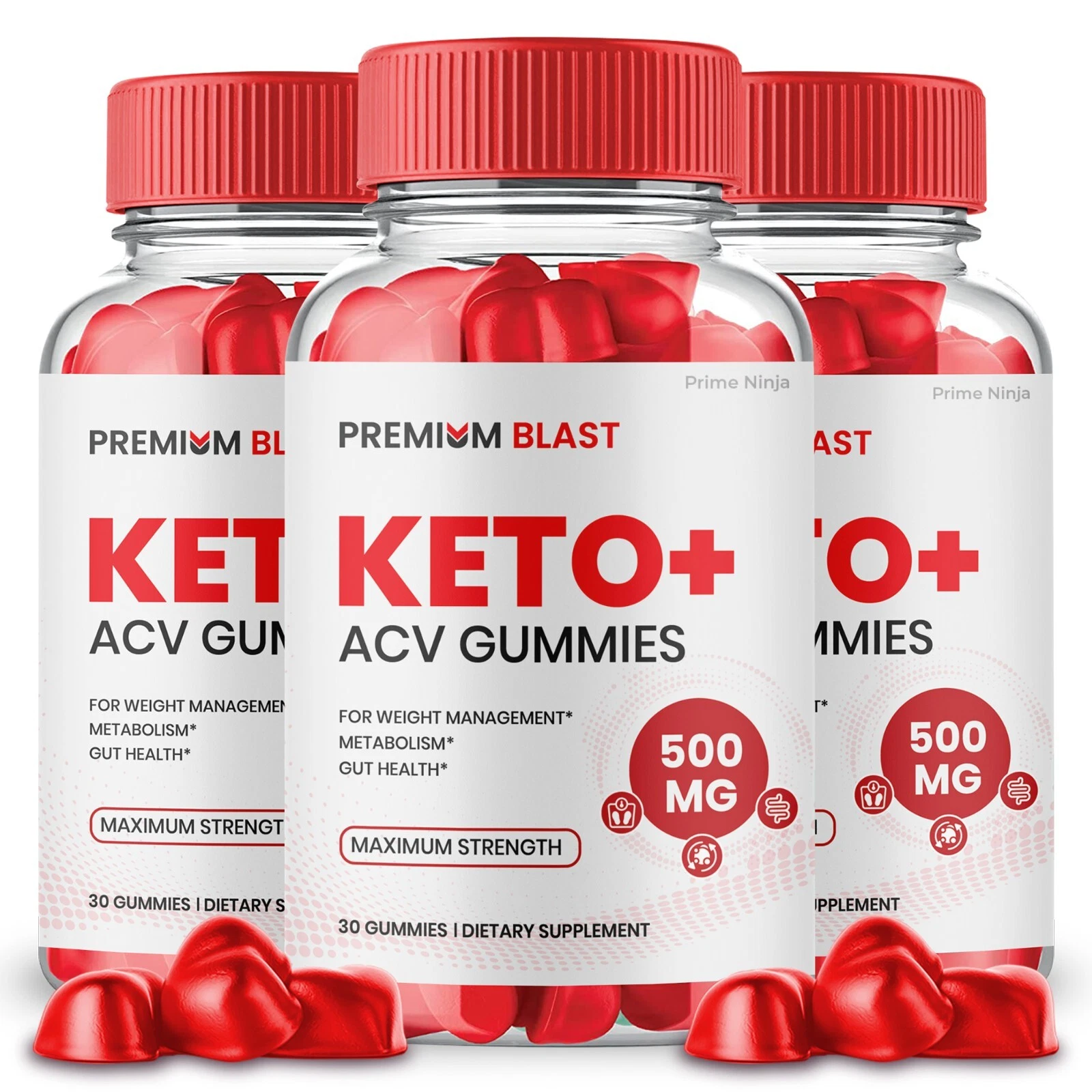 Premium Blast Keto ACV Gummies, Keto + ACV Max Strength (3 Bottles)