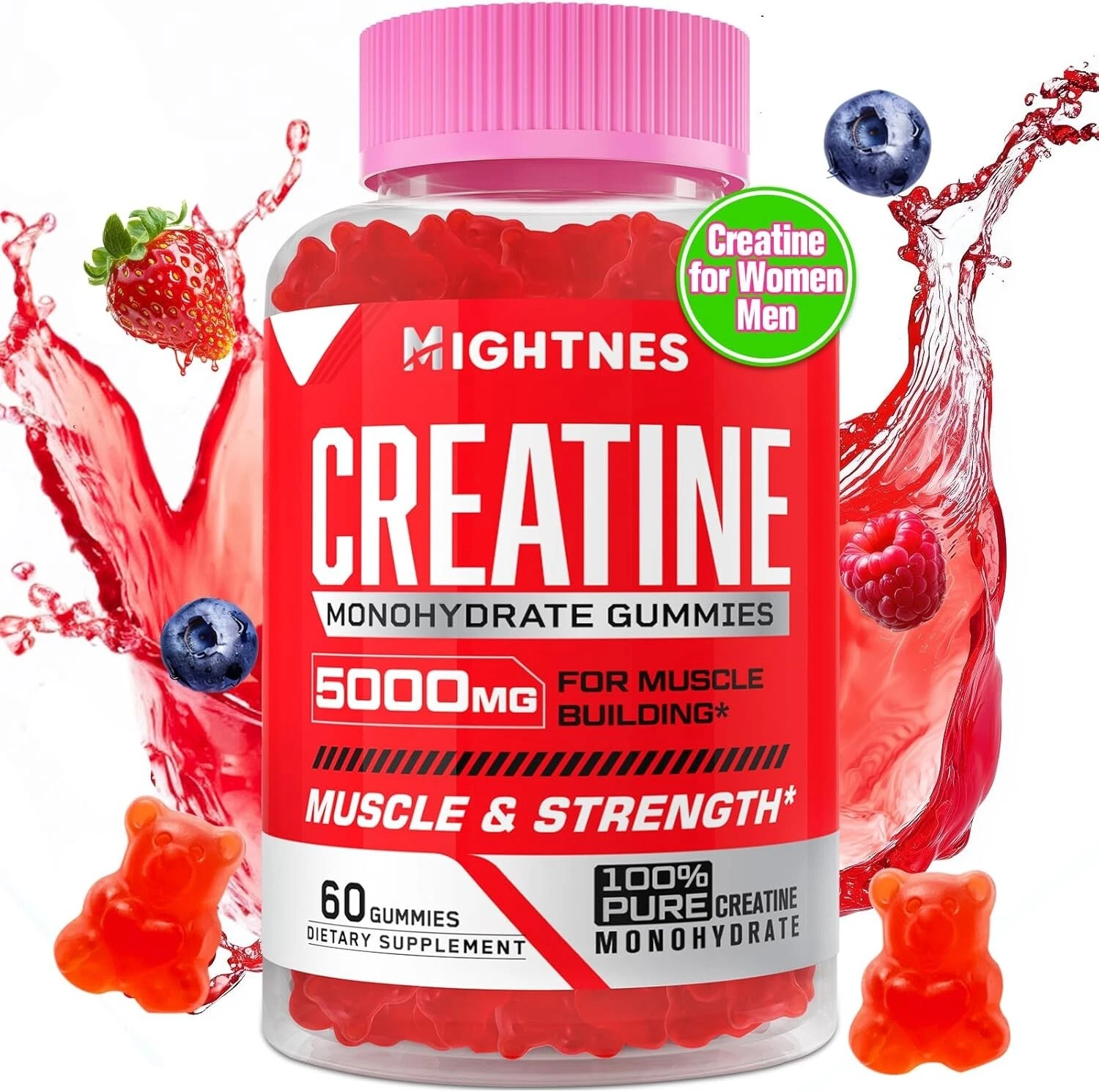 Creatine Monohydrate Gummies for Men & Women - 5000mg Creatine Pre-Workout Gummi