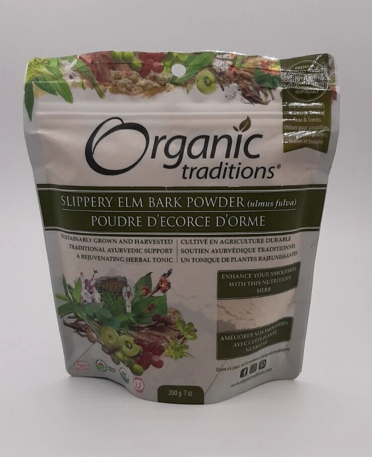NEW Organic traditions Slippery Elm Bark Powder 200g Expire 09/2024