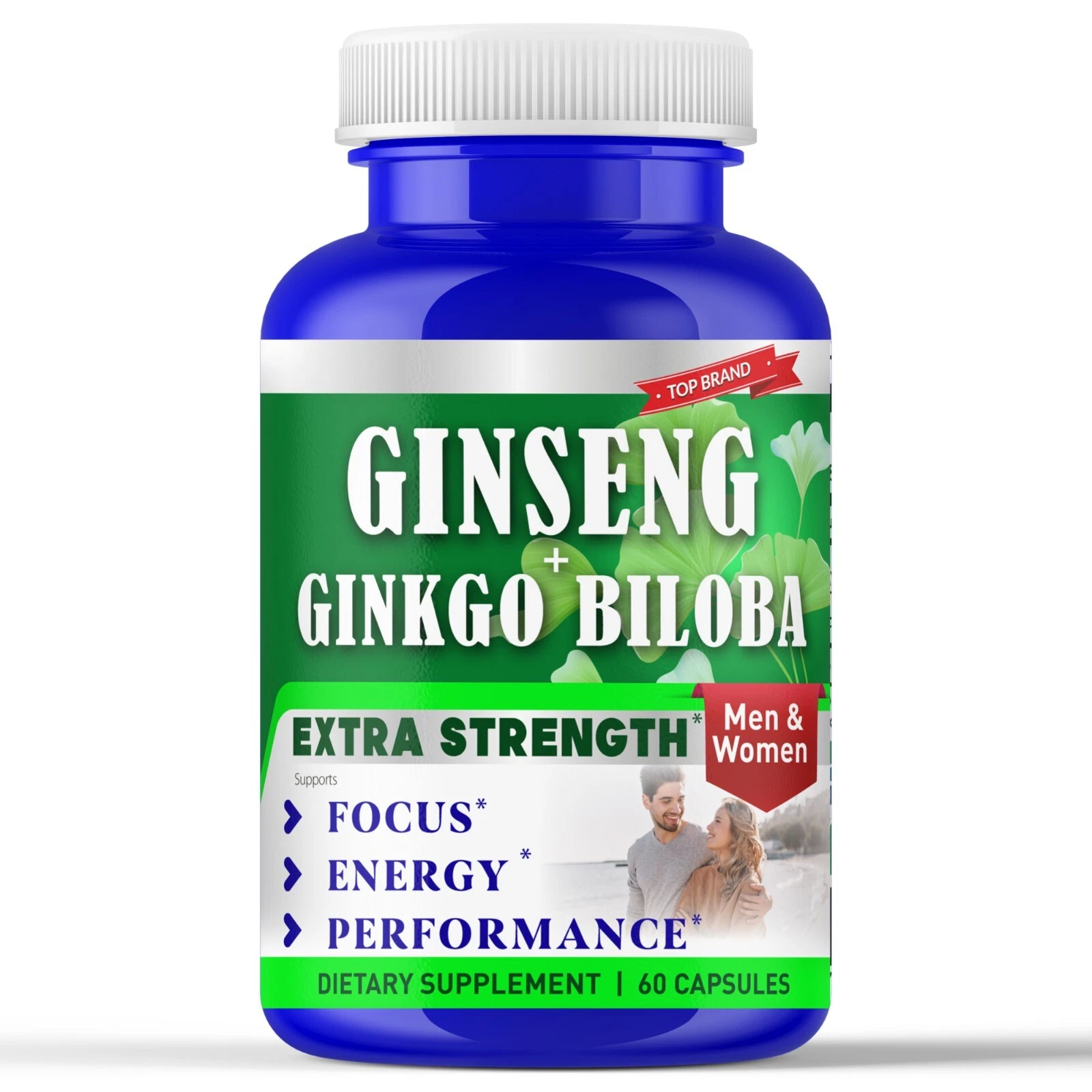 Ginkgo Biloba + Ginseng Brain Supplements, Mood Booster/Energy/Endurance/Drive