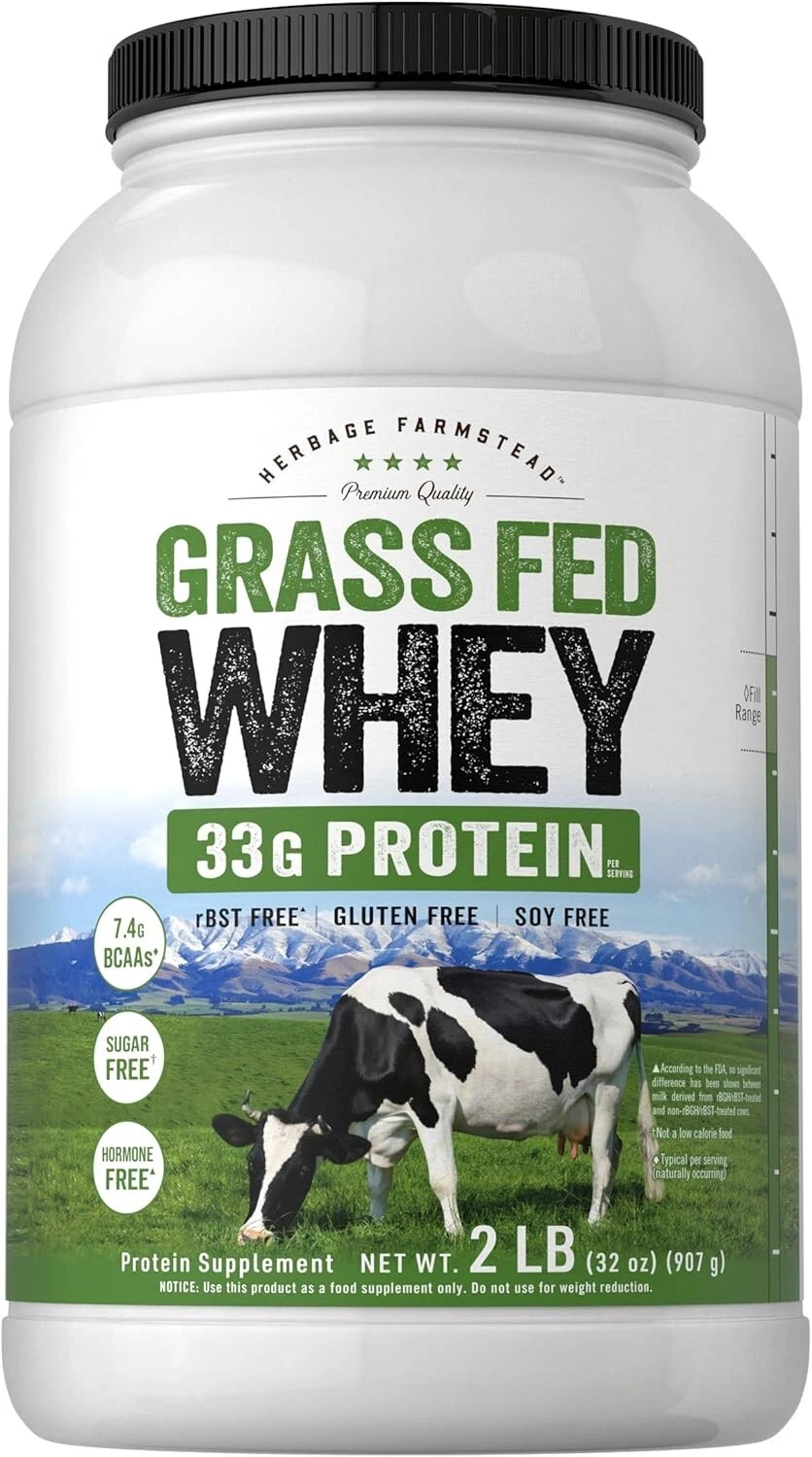 Raw Organic Grass Fed Whey Protein Powder, Undenatured, Unsweetened, 2 LB, NEW